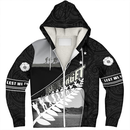 New Zealand Sherpa Hoodie Lest We Forget Anzac Bay Beach