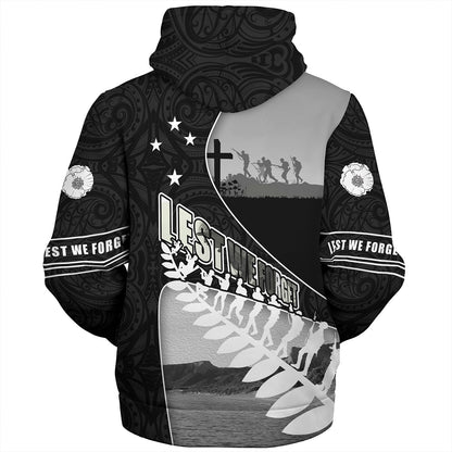New Zealand Sherpa Hoodie Lest We Forget Anzac Bay Beach