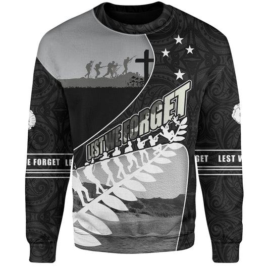 New Zealand Sweatshirt Lest We Forget Anzac Bay Beach