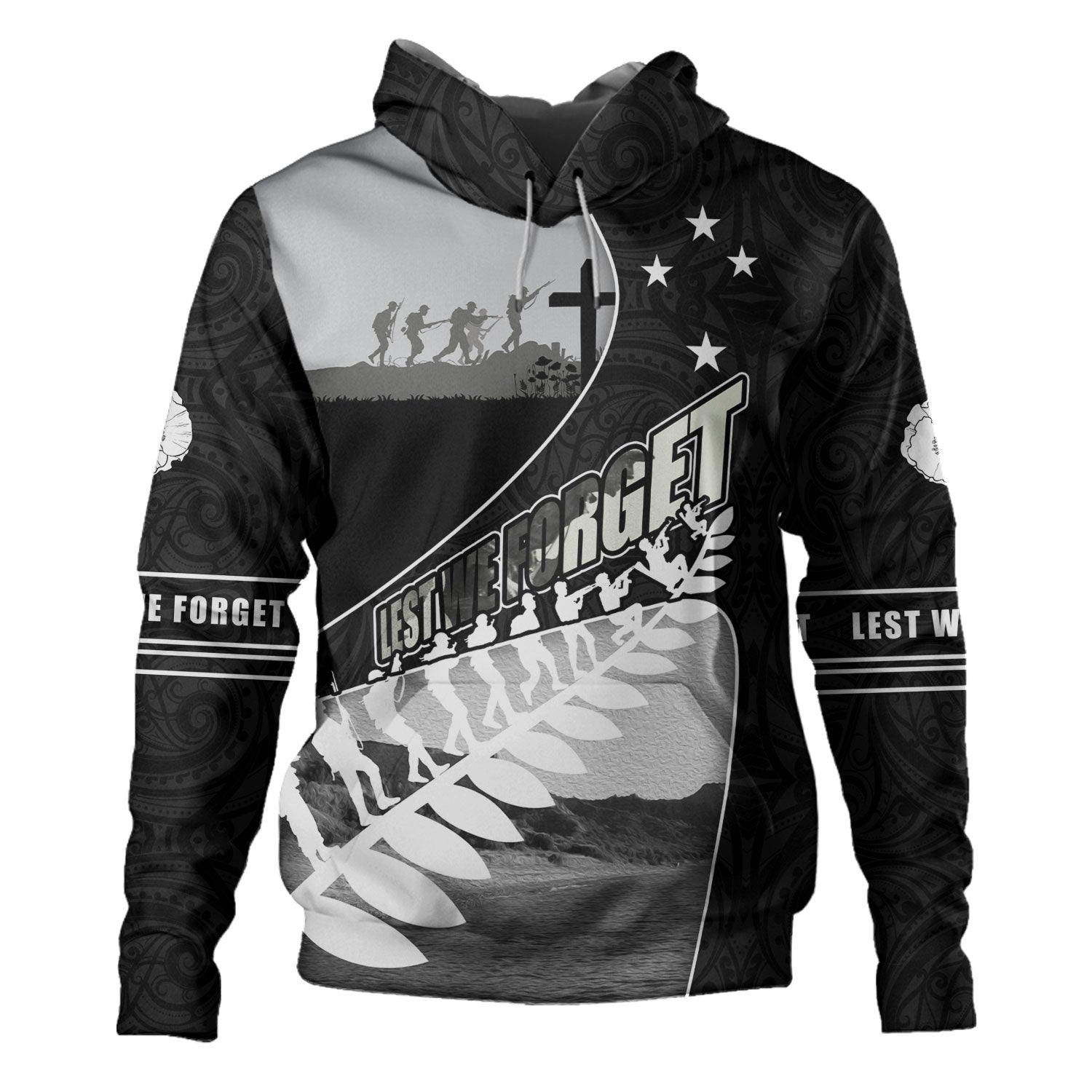 New Zealand Hoodie Lest We Forget Anzac Bay Beach