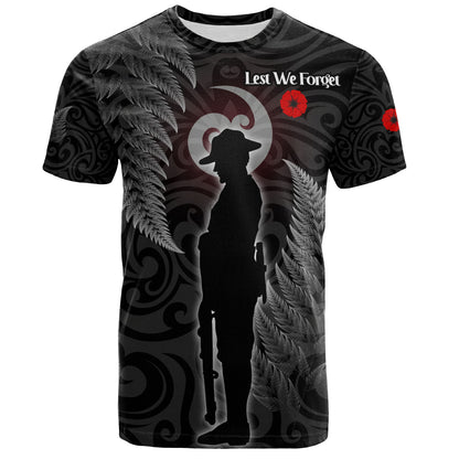 New Zealand Custom Personalised T-Shirt Lest We Forget Koru Maori Pattern