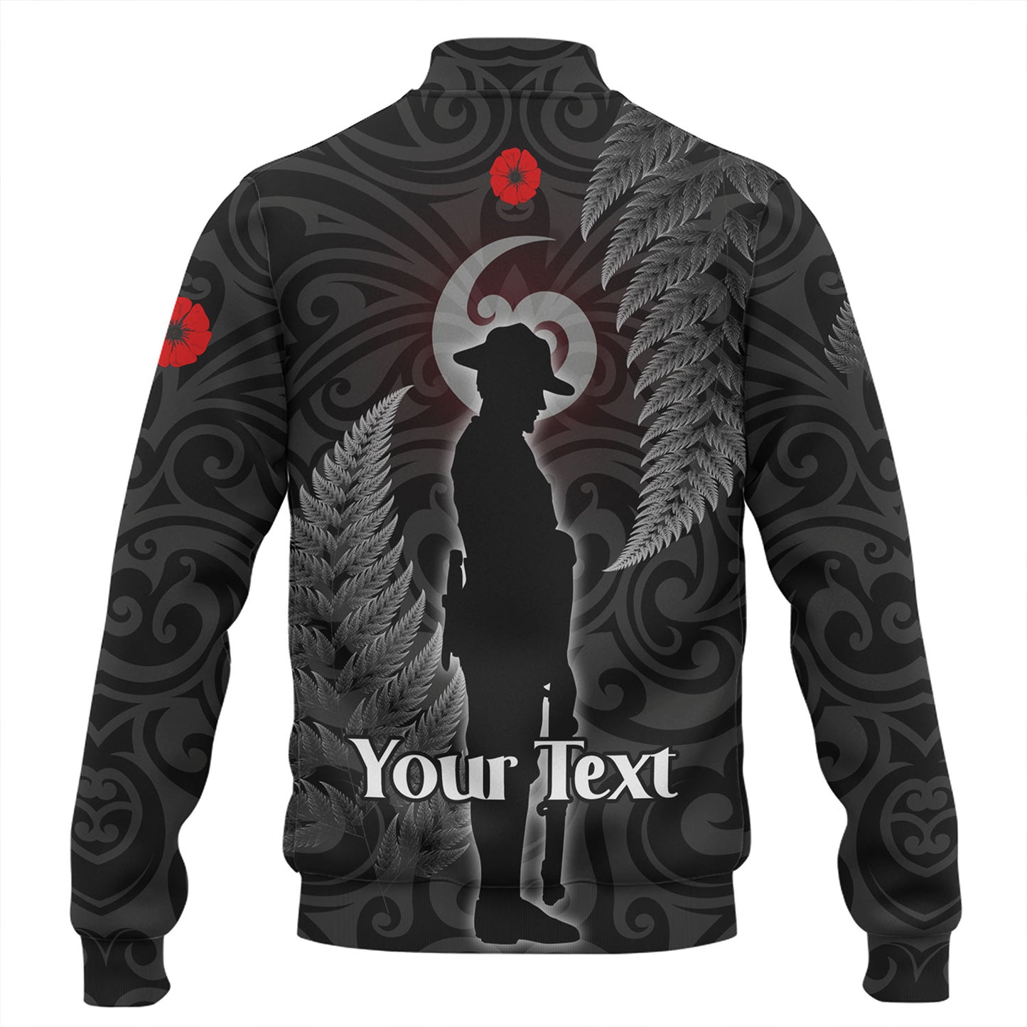 New Zealand Custom Personalised Baseball Jacket Lest We Forget Koru Maori Pattern