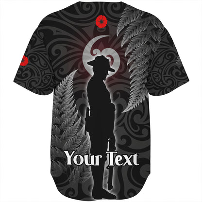 New Zealand Custom Personalised Baseball Shirt Lest We Forget Koru Maori Pattern