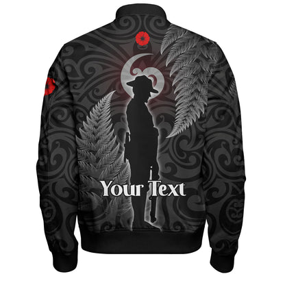 New Zealand Custom Personalised Bomber Jacket Lest We Forget Koru Maori Pattern