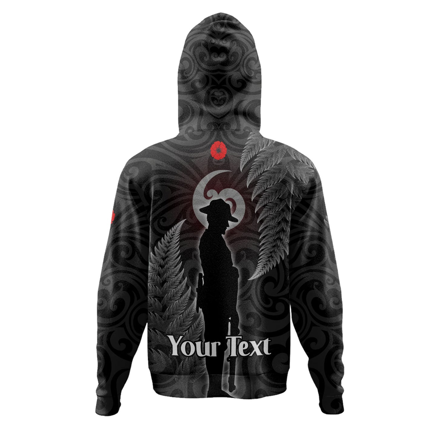 New Zealand Custom Personaliosed Hoodie Lest We Forget Koru Maori Pattern