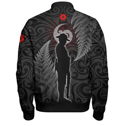 New Zealand Custom Personalised Bomber Jacket Lest We Forget Koru Maori Pattern