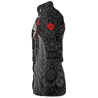 New Zealand Custom Personalised Long Sleeve Shirt Lest We Forget Koru Maori Pattern