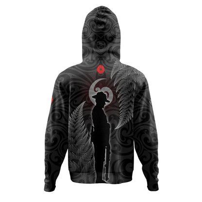 New Zealand Custom Personaliosed Hoodie Lest We Forget Koru Maori Pattern