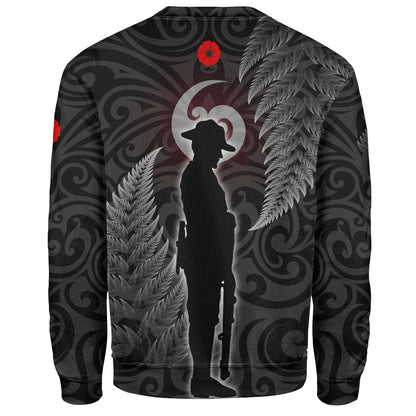 New Zealand Custom Personalised Sweatshirt Lest We Forget Koru Maori Pattern