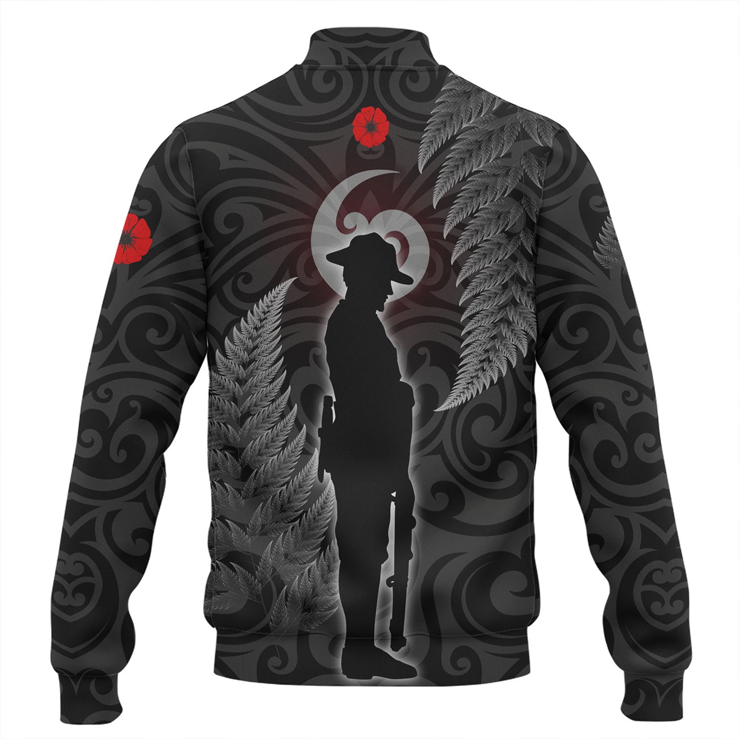 New Zealand Custom Personalised Baseball Jacket Lest We Forget Koru Maori Pattern