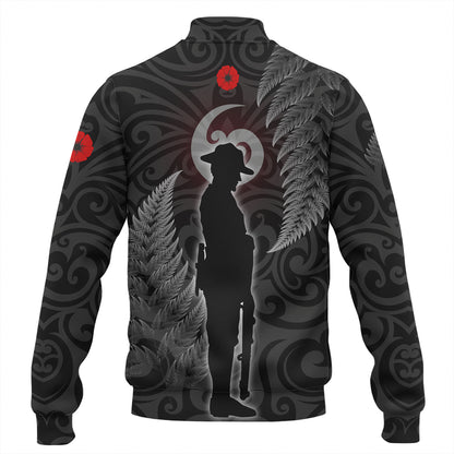 New Zealand Custom Personalised Baseball Jacket Lest We Forget Koru Maori Pattern