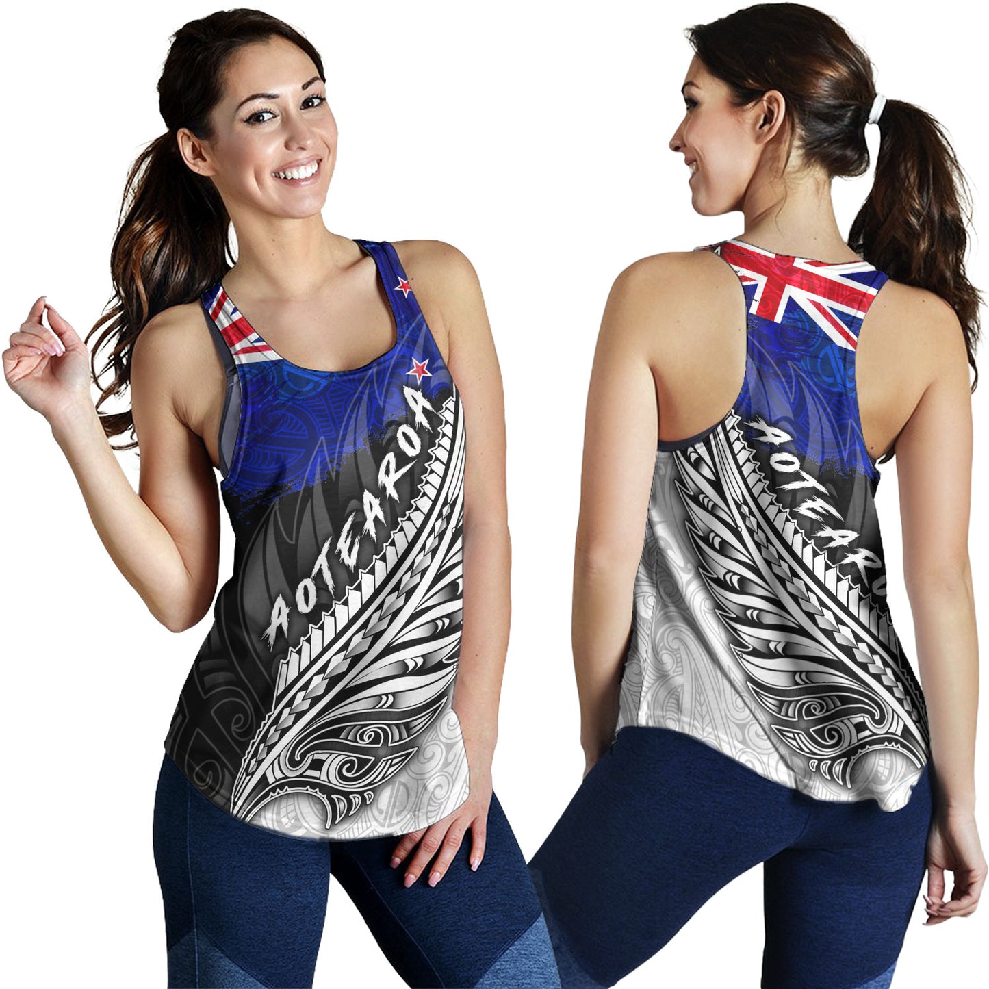 New Zealand Custom Personalised Women Tank Maori Silver Fern Flag Vibes