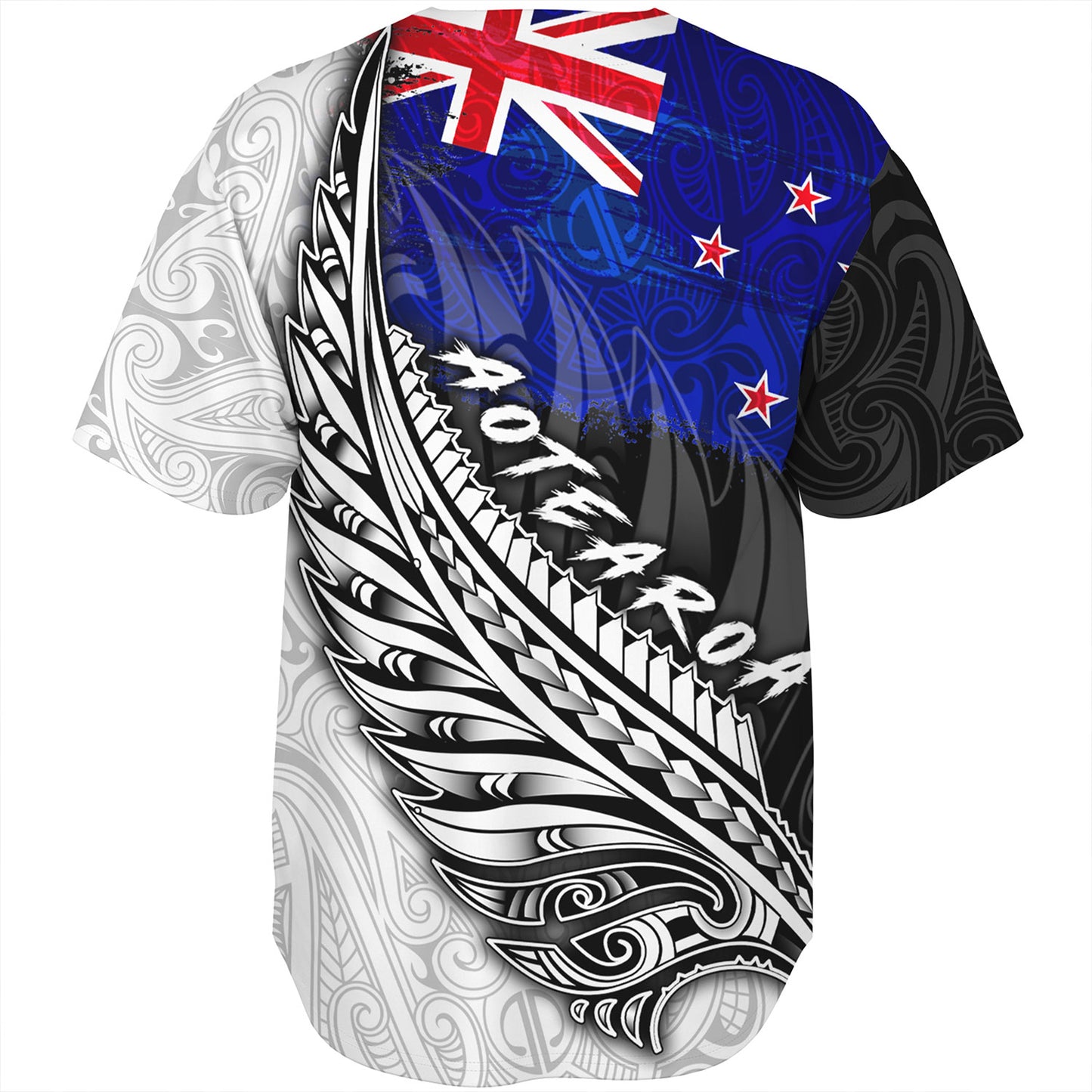 New Zealand Custom Personalised Baseball Shirt Maori Silver Fern Flag Vibes