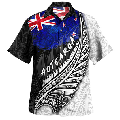New Zealand Custom Personalised Hawaiian Shirt Maori Silver Fern Flag Vibes