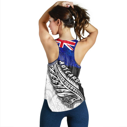 New Zealand Custom Personalised Women Tank Maori Silver Fern Flag Vibes