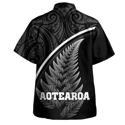 New Zealand Custom Personalised Hawaiian Shirt Maori Style Ethnic Curve Design