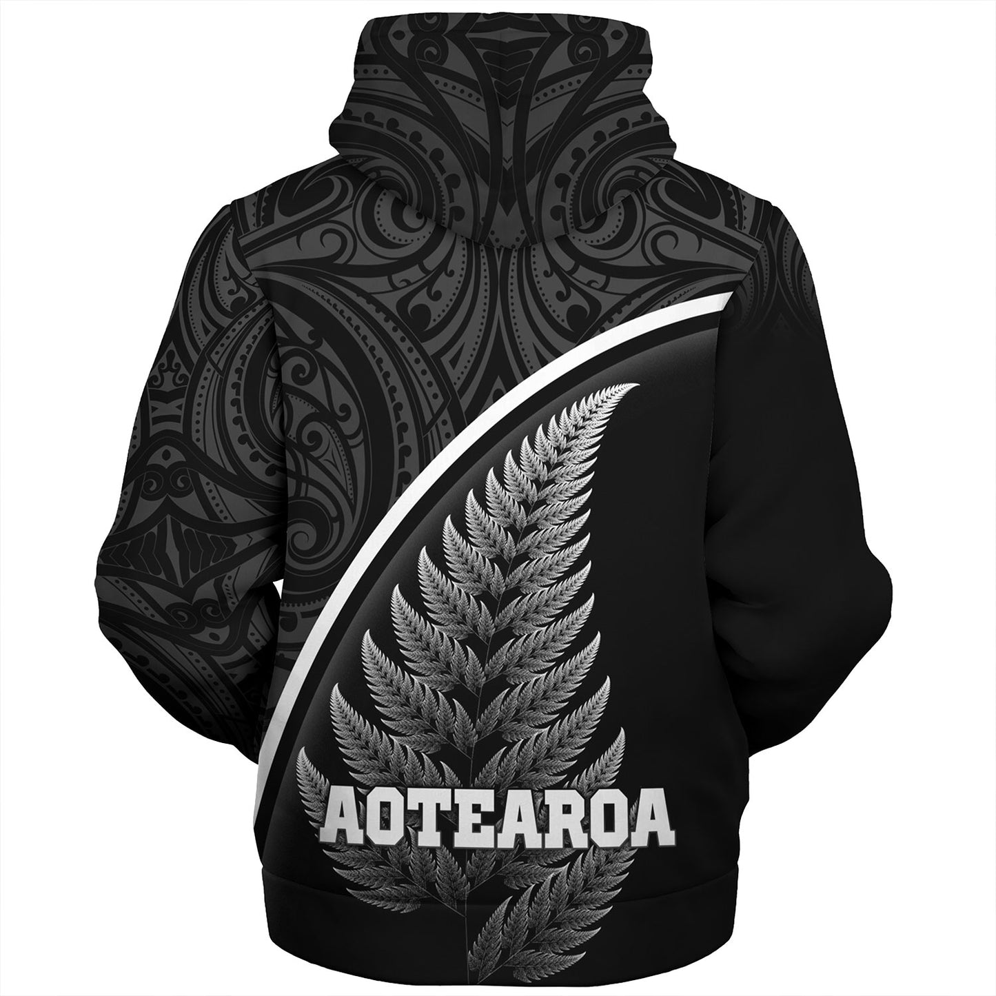 New Zealand Custom Personalised Sherpa Hoodie Maori Style Ethnic Curve Design