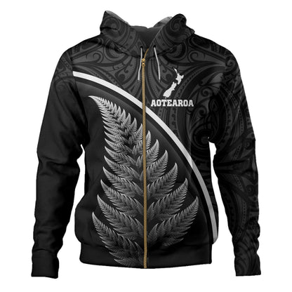 New Zealand Custom Personalised Hoodie Maori Style Ethnic Curve Design