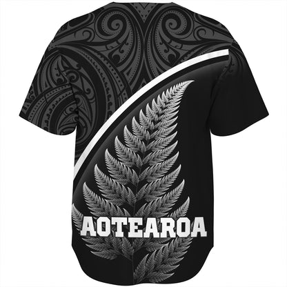 New Zealand Custom Personalised Baseball Shirt Maori Style Ethnic Curve Design