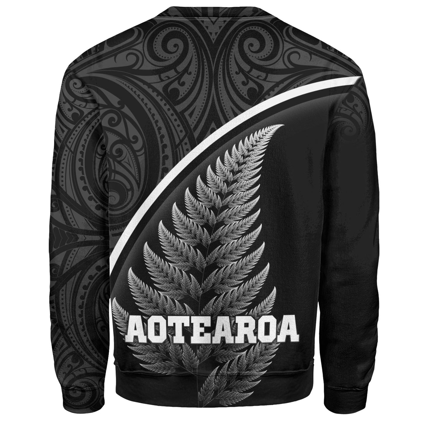New Zealand Custom Personalised Sweatshirt Maori Style Ethnic Curve Design