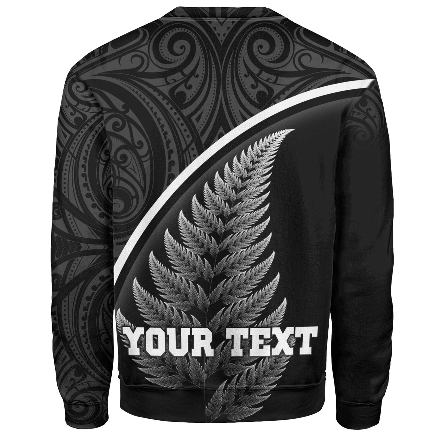 New Zealand Custom Personalised Sweatshirt Maori Style Ethnic Curve Design