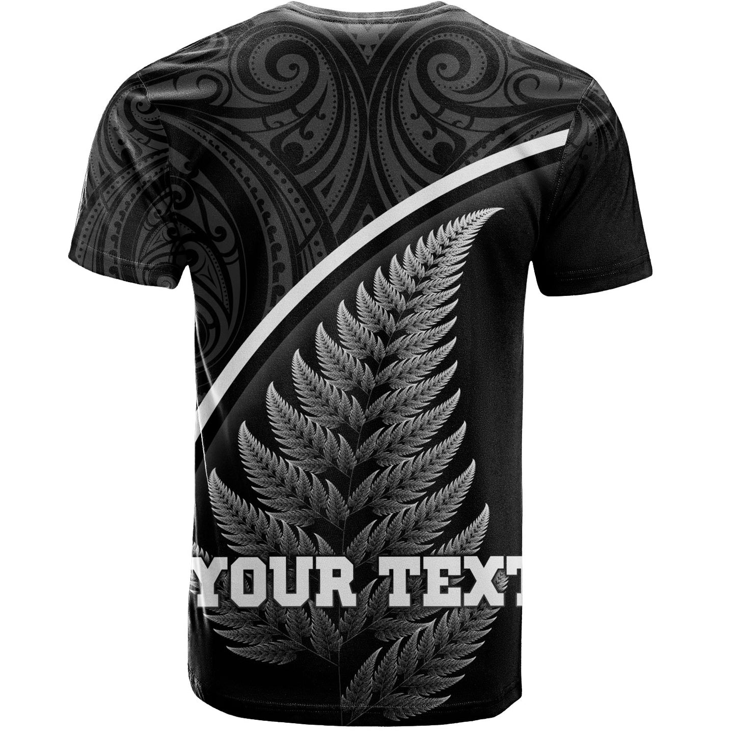 New Zealand Custom Personalised T-Shirt Maori Style Ethnic Curve Design