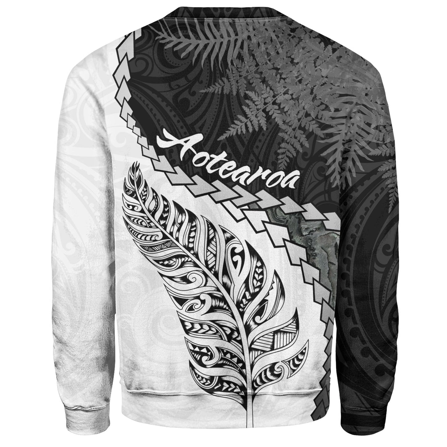 New Zealand Custom Personalised Sweatshirt Silver Fern Maori Pattern