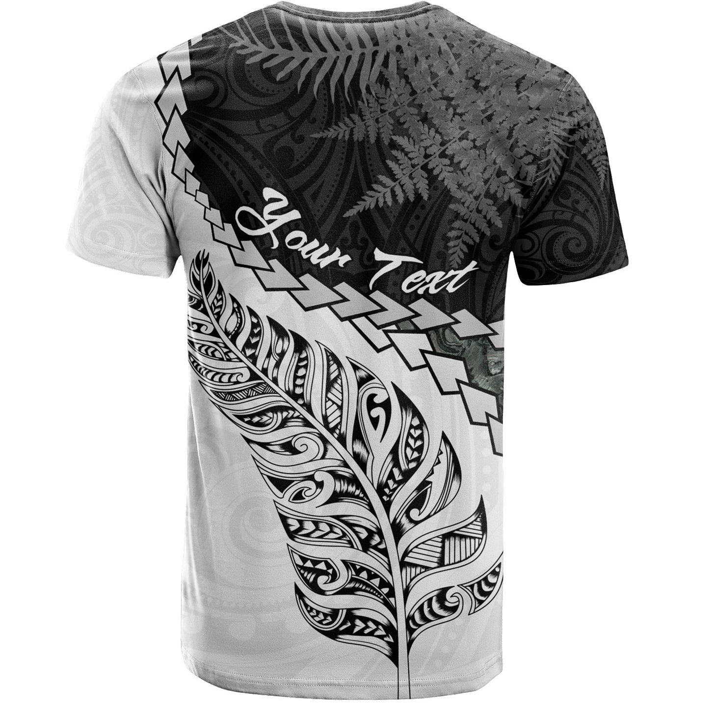 New Zealand Custom Personalised T-Shirt Silver Fern Maori Pattern