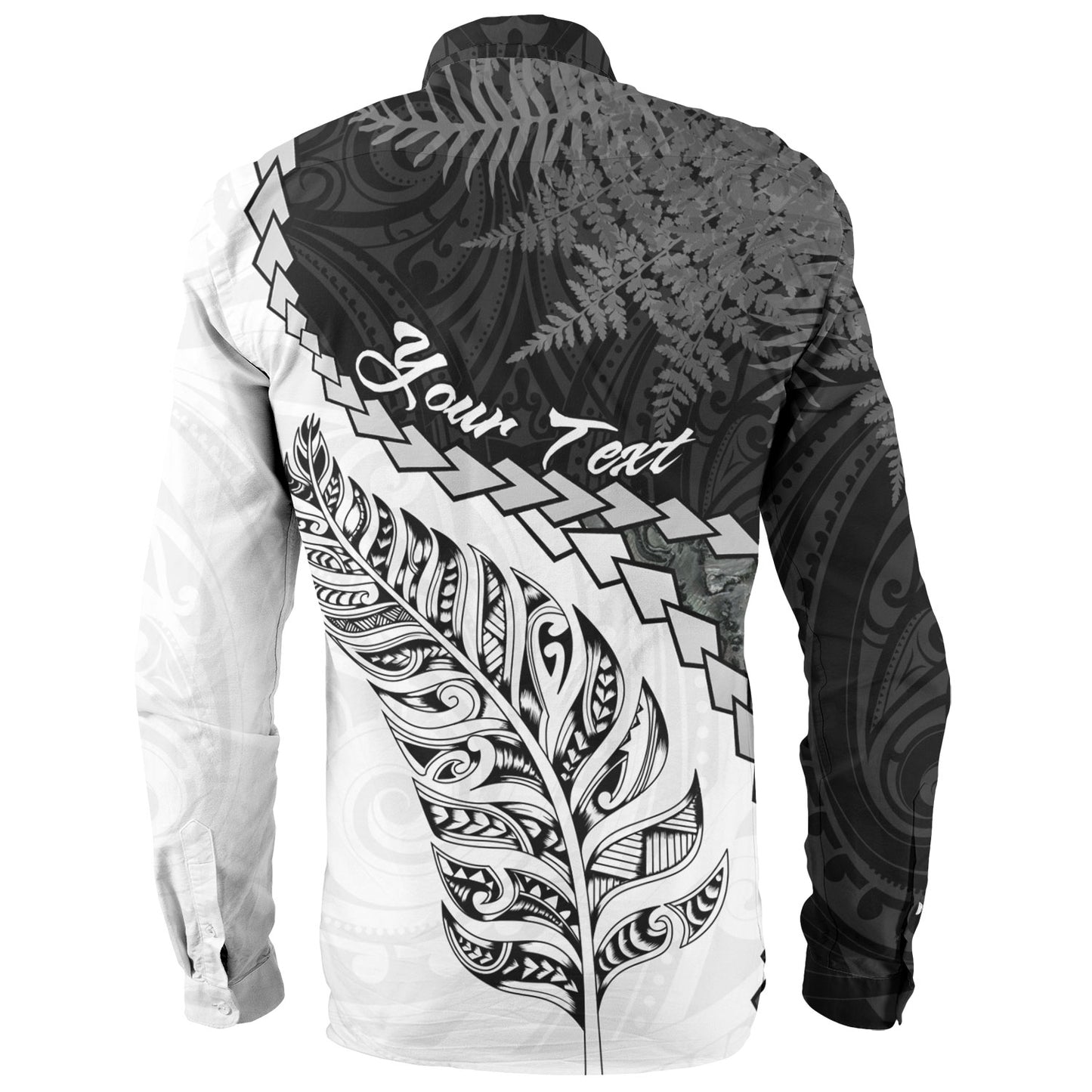 New Zealand Custom Personalised Long Sleeve Shirt Silver Fern Maori Pattern