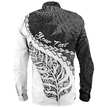 New Zealand Custom Personalised Long Sleeve Shirt Silver Fern Maori Pattern