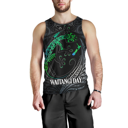 New Zealand Custom Personalised Tank Top Waitangi Day Ethnic Lizard Maori Patterns