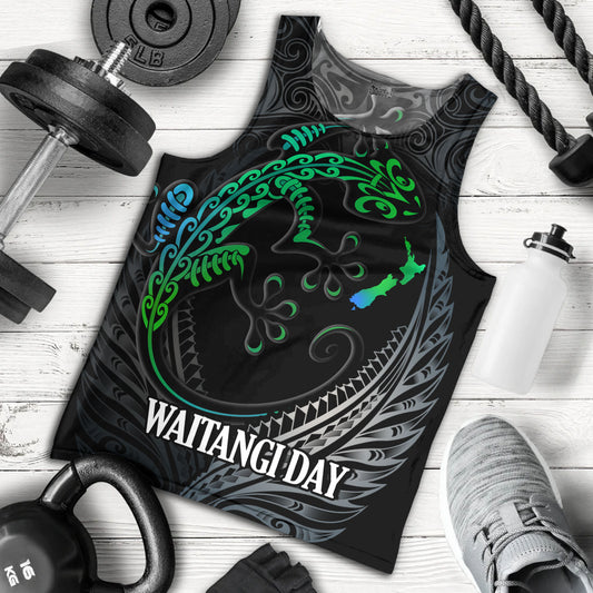 New Zealand Custom Personalised Tank Top Waitangi Day Ethnic Lizard Maori Patterns