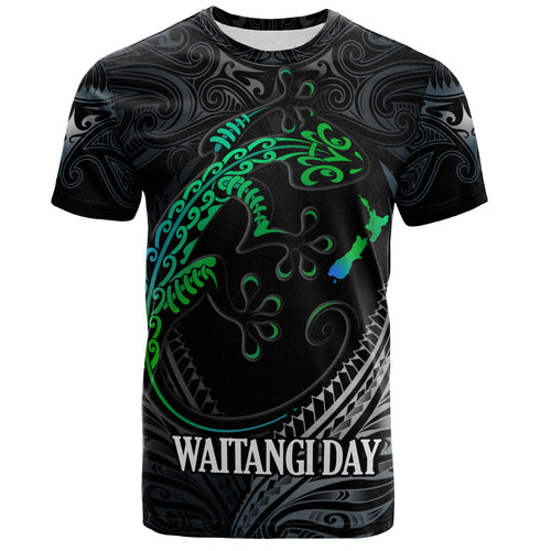 New Zealand Custom Personalised T-Shirt Waitangi Day Ethnic Lizard Maori Patterns