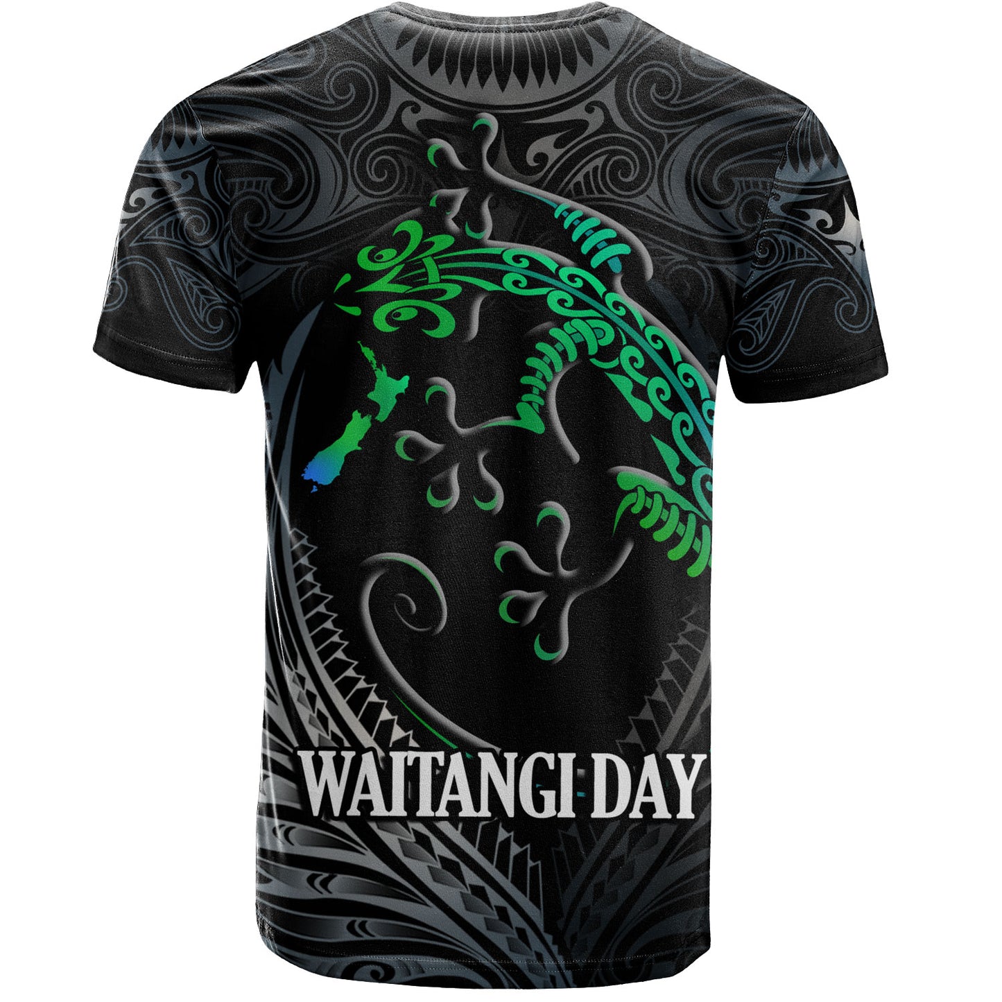 New Zealand Custom Personalised T-Shirt Waitangi Day Ethnic Lizard Maori Patterns