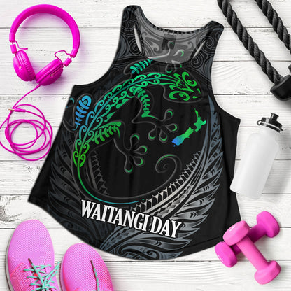 New Zealand Custom Personalised Women Tank Waitangi Day Ethnic Lizard Maori Patterns