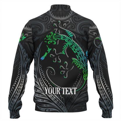 New Zealand Custom Personalised Baseball Jacket Waitangi Day Ethnic Lizard Maori Patterns