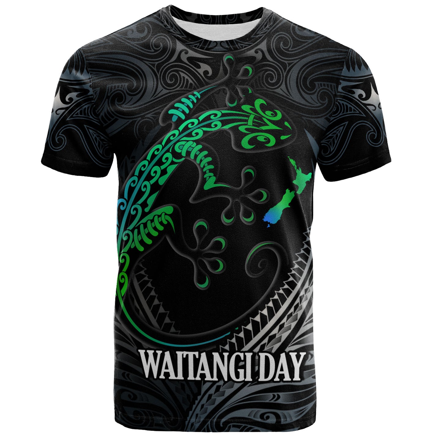 New Zealand Custom Personalised T-Shirt Waitangi Day Ethnic Lizard Maori Patterns