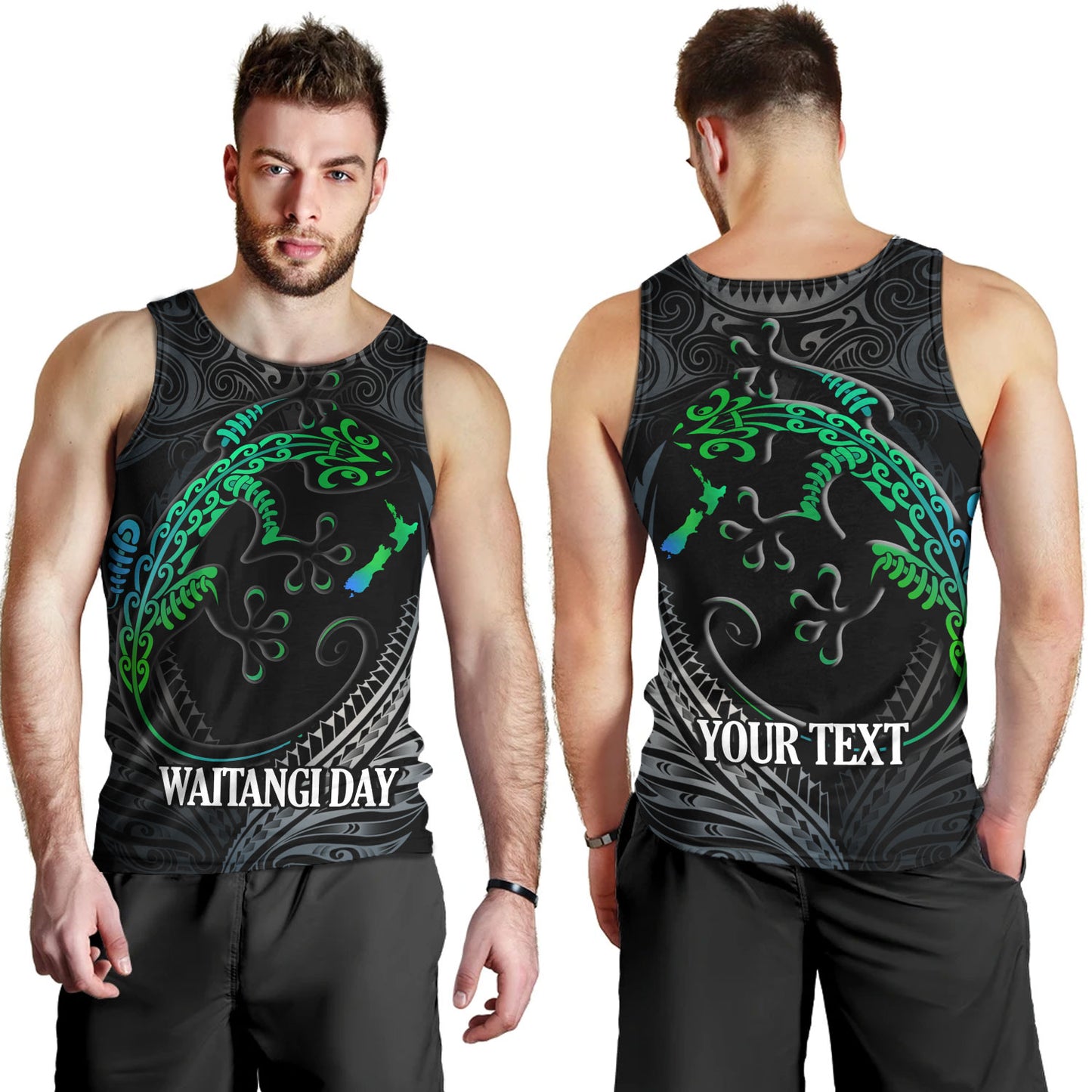 New Zealand Custom Personalised Tank Top Waitangi Day Ethnic Lizard Maori Patterns