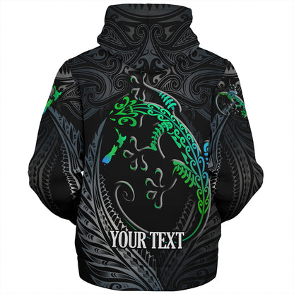 New Zealand Custom Personalised Sherpa Hoodie Waitangi Day Ethnic Lizard Maori Patterns