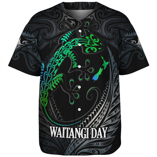 New Zealand Custom Personalised Baseball Shirt Waitangi Day Ethnic Lizard Maori Patterns