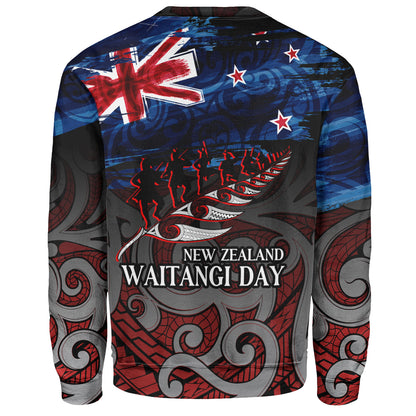 New Zealand Custom Personalised Sweatshirt Waitangi Day Maori Patterns