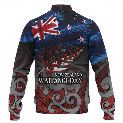 New Zealand Custom Personalised Baseball Jacket Waitangi Day Maori Patterns