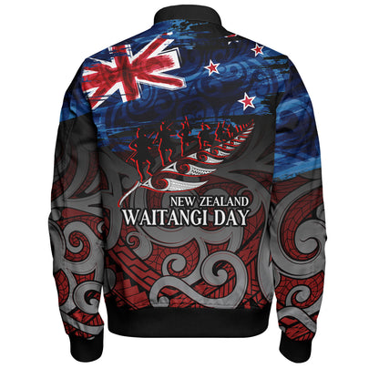 New Zealand Custom Personalised Bomber Jacket Waitangi Day Maori Patterns