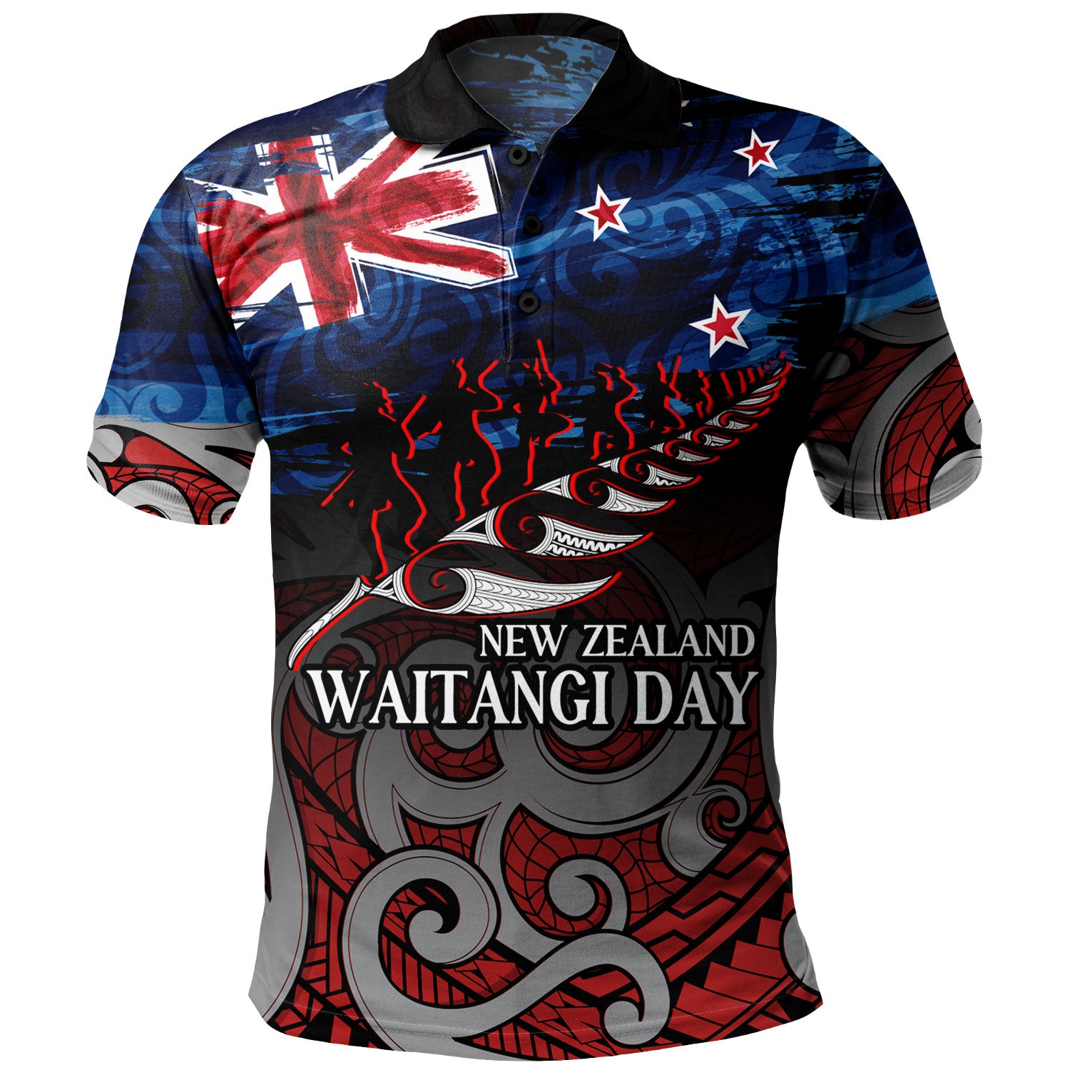 New Zealand Custom Personalised Polo Shirt Waitangi Day Maori Patterns