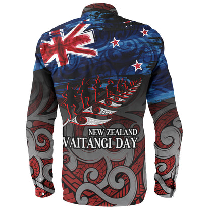 New Zealand Custom Personalised Long Sleeve Shirt Waitangi Day Maori Patterns