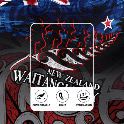 New Zealand Custom Personalised Rugby Jersey Waitangi Day Maori Patterns