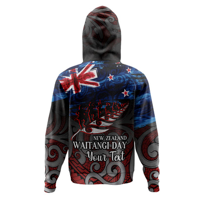 New Zealand Custom Personalised Hoodie Waitangi Day Maori Patterns
