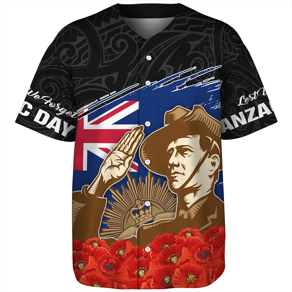 New Zealand Baseball Shirt Custom Remembrance Day The Red Poppy