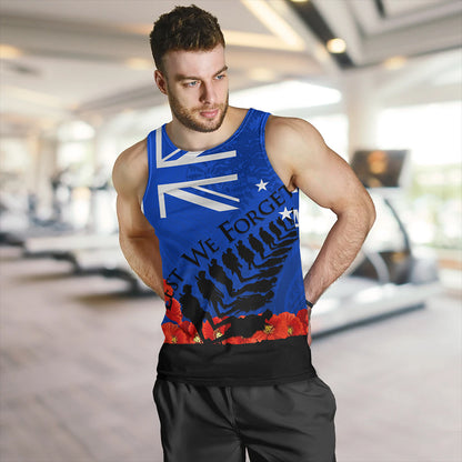 New Zealand Tank Top Flag Anzac Day And Red Poppy