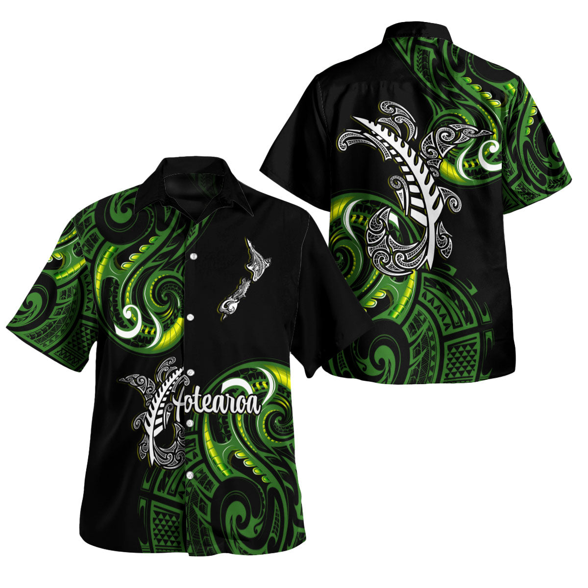 New Zealand Hawaiian Shirt - Aotearoa Silver Fern Maori Patterns